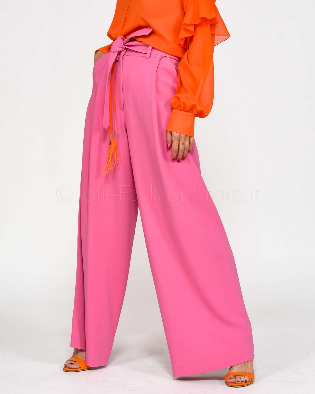 The Glunger Pink Palazzo Trousers with Belt  PALAZZO ROSA