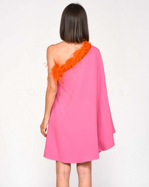 The Glunger Pink Kaftan Dress with Orange Feathers  KAFTANO C