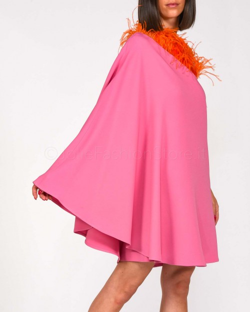 The Glunger Pink Kaftan Dress with Orange Feathers  KAFTANO C