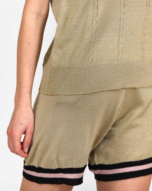 Le Voliere Gold Knitwear Shorts  WS22P180GK