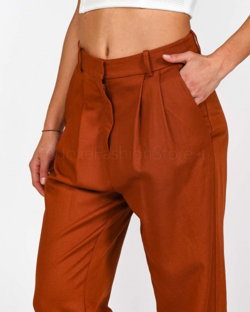 Dixie Linen Blend Leather Trousers  P218T039 1821