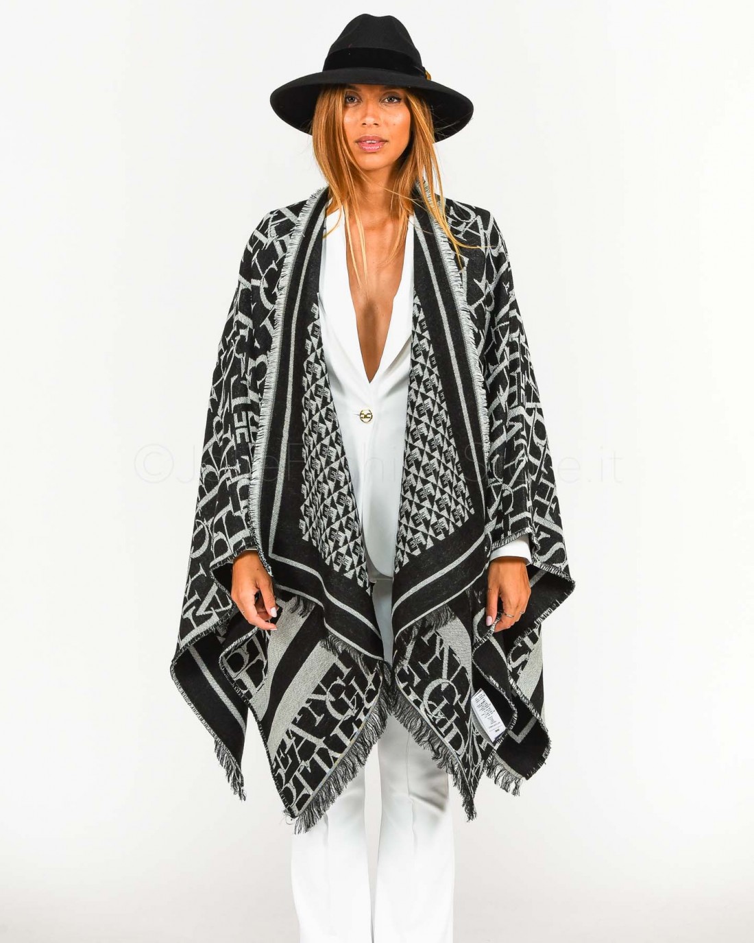 Elisabetta Franchi Mantella Nero Burro - Poncho