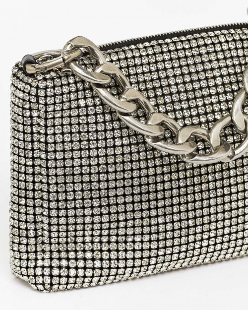 Patrizia Pepe Clutch Drop Bag with Crystal Rhinestones  2B0076 M017 S652