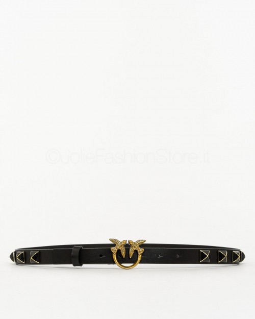 Pinko LOVE BERRY H2 BELT VITELLO SET NERO-ANTIQUE GOLD - Belts