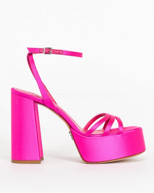 Sergio Levantesi Sandal with Plateaux in Fuchsia Satin  VANILLA RASO SETA FLUX