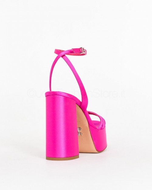 Sergio Levantesi Sandal with Plateaux in Fuchsia Satin  VANILLA RASO SETA FLUX