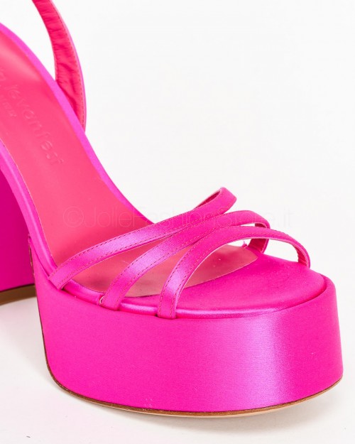 Sergio Levantesi Sandal with Plateaux in Fuchsia Satin  VANILLA RASO SETA FLUX