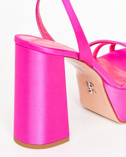 Sergio Levantesi Sandal with Plateaux in Fuchsia Satin  VANILLA RASO SETA FLUX