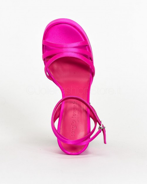 Sergio Levantesi Sandal with Plateaux in Fuchsia Satin  VANILLA RASO SETA FLUX