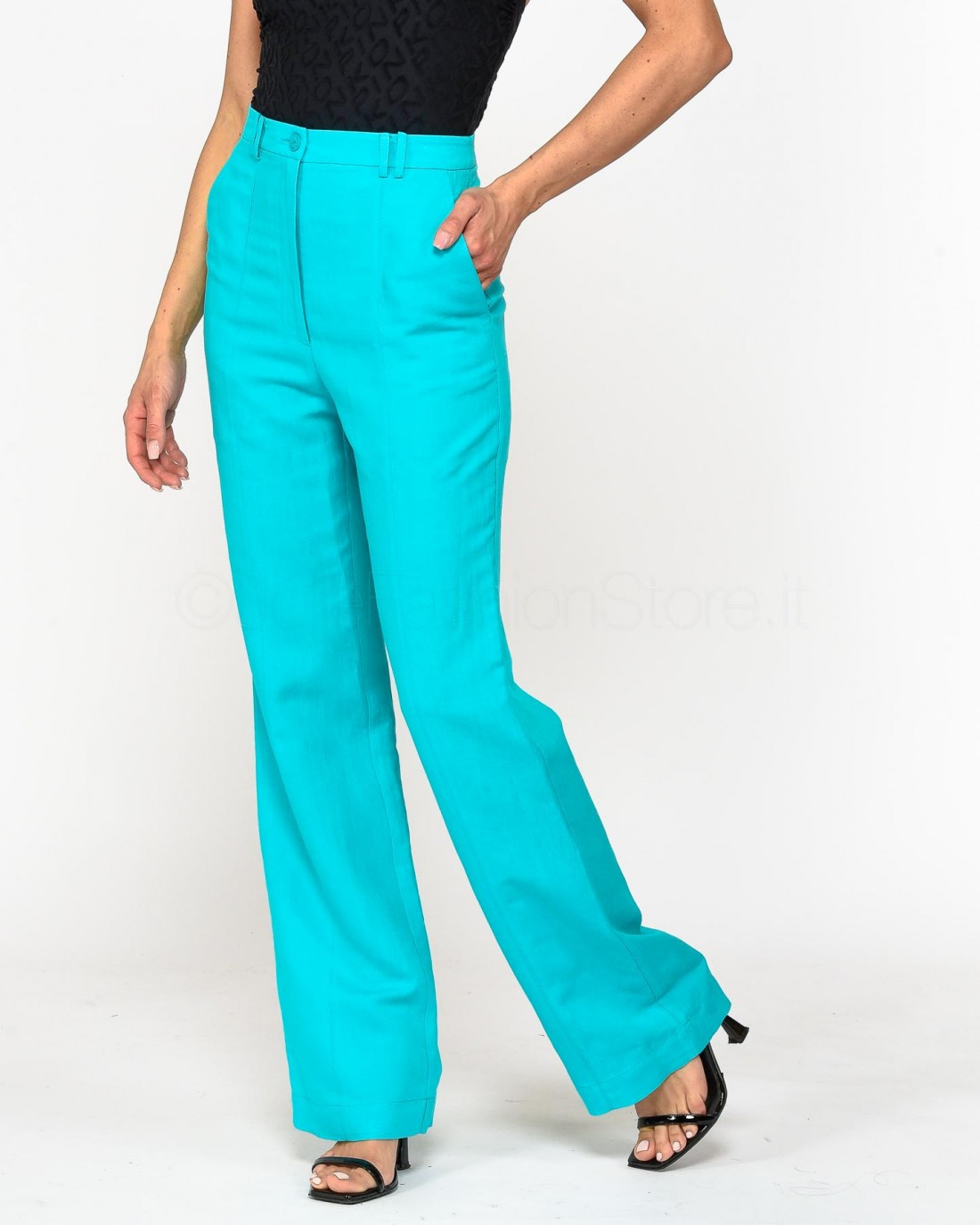 Patrizia Pepe Linen Blend Trousers Aqua Green  2P1491 A052 G550