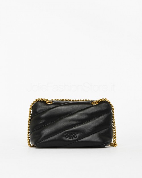 Pinko Clutch Love Puff Baby Nappa Black Antique Gold  100040 A0F2 Z99Q