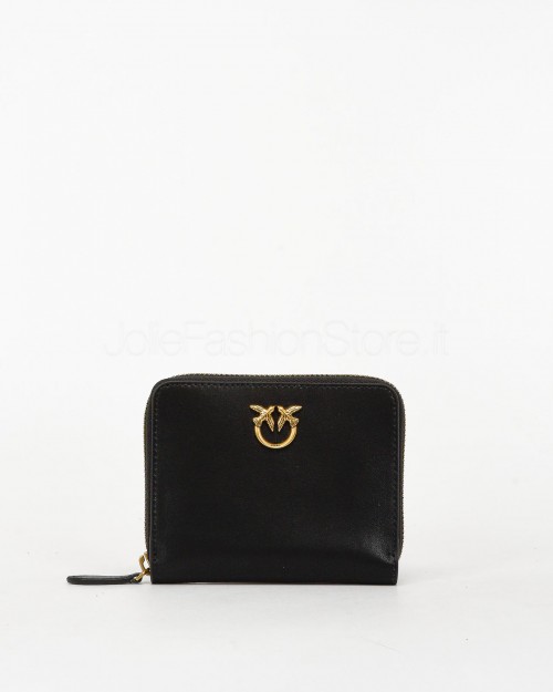 Pinko Taylor Zip Around Wallet Black Antique Gold