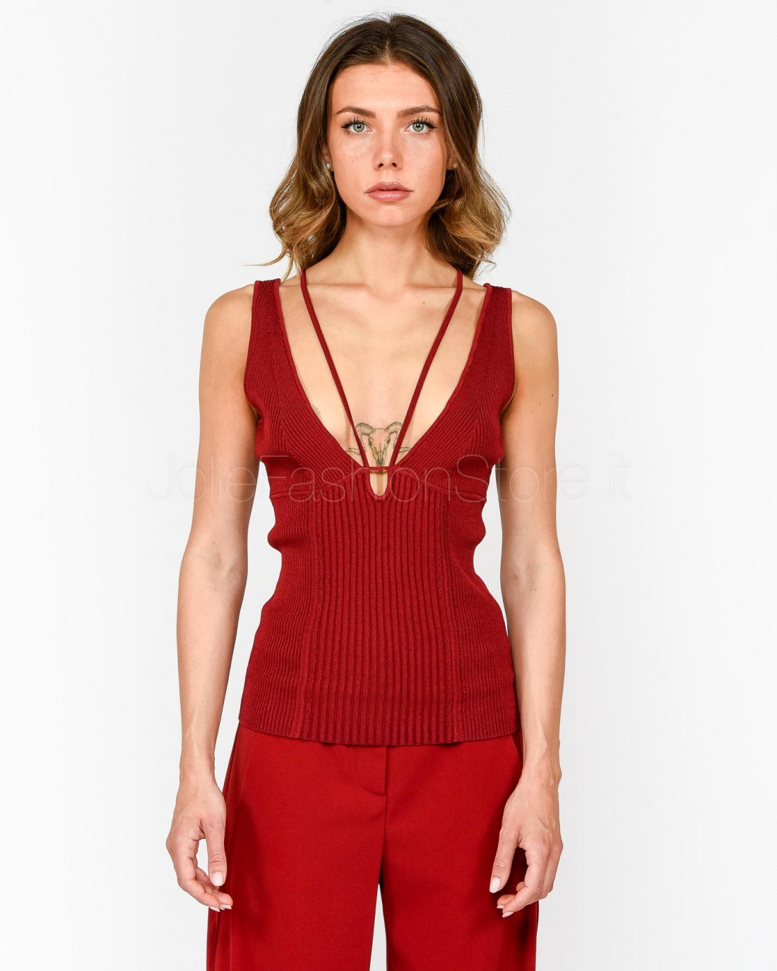 Patrizia Pepe Knitted Top Martian Red - Clothing