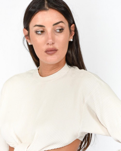 Akep Ribbed Crop Shirt  MGKD03021 V5