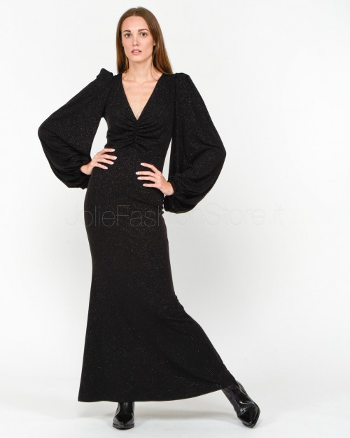 Actualee Long Black Dress with Glitter - Dresses