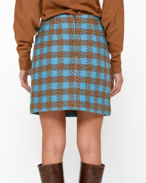 Alessandro Legora Mini Skirt Check Boucle Turquoise  3%WO 30%PL 28%AC 10%CO