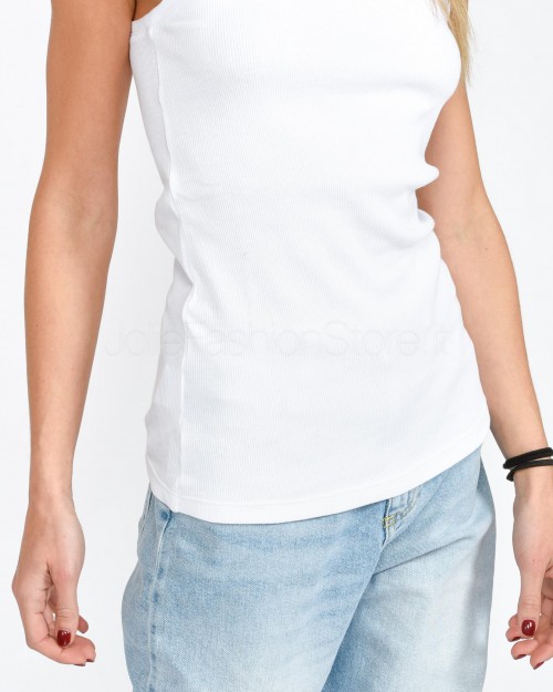 Pinko White Ribbed Tank Top  100822 A15E Z04