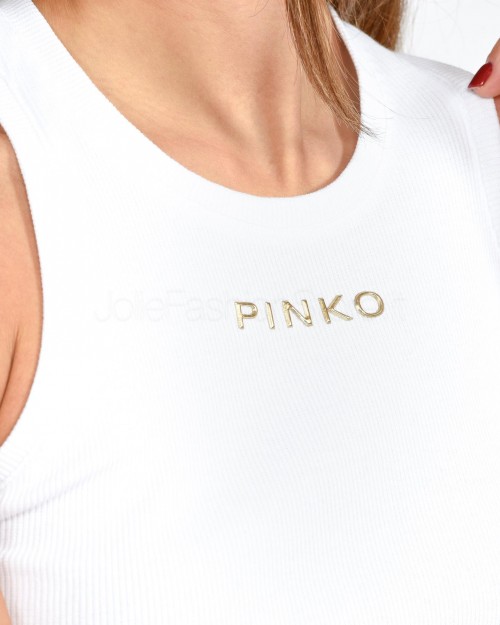 Pinko White Ribbed Tank Top  100822 A15E Z04