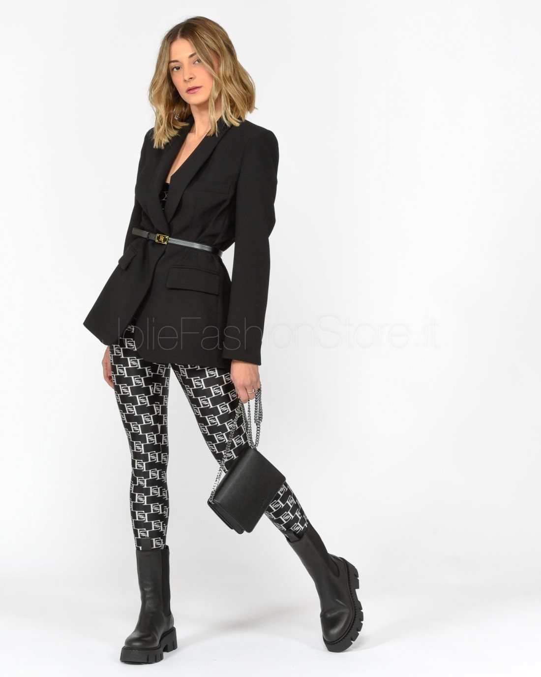 Satin leggings with logo  Elisabetta Franchi® Outlet