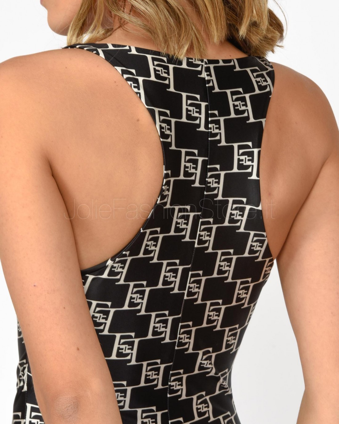 Elisabetta Franchi Lycra Jumpsuit with Logo Print in Black Butter -  Jumpsuits