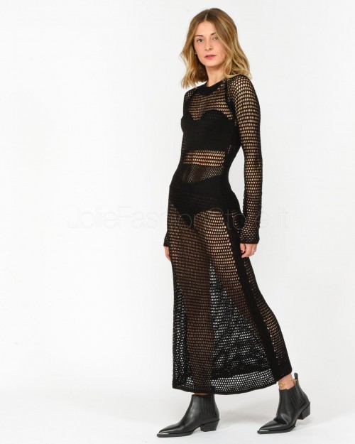 Pinko Long Black Mesh Dress in Knit  103249 A1QU Z99