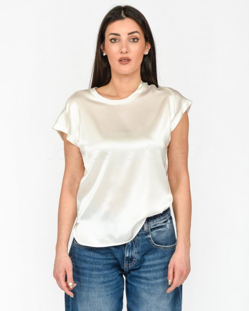 Pinko FARIDA STRETCH SATIN BLOUSE WHITE-SNOW WHITE  100100 A1RI Z05