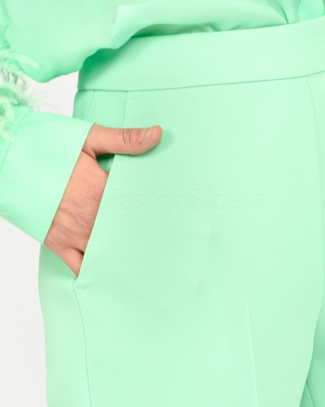 Pinko Pantaloni in Crepe Verde - Pantaloni