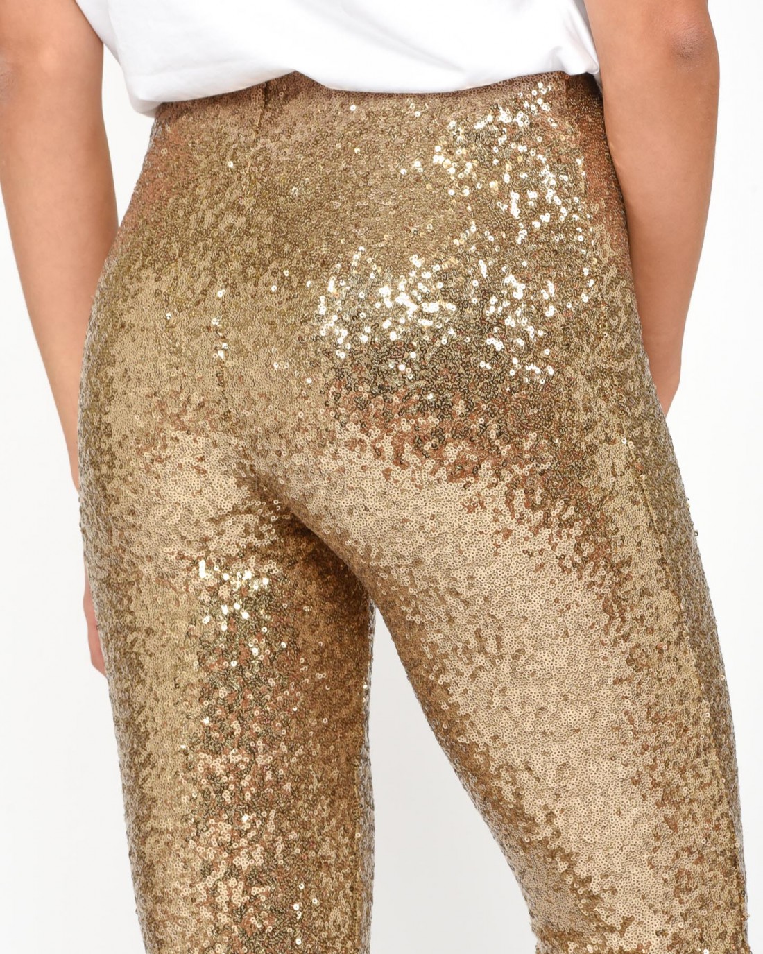 Marc Angelo Chloe High Waist Sequin Trousers in Champagne | iCLOTHING -  iCLOTHING