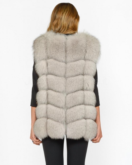 Frame Light Gray Fur Vest with Black Tip  299502 GRIGIO CHIARO PUNTA NERA