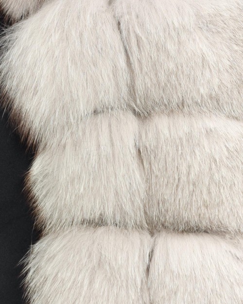 Frame Light Gray Fur Vest with Black Tip  299502 GRIGIO CHIARO PUNTA NERA