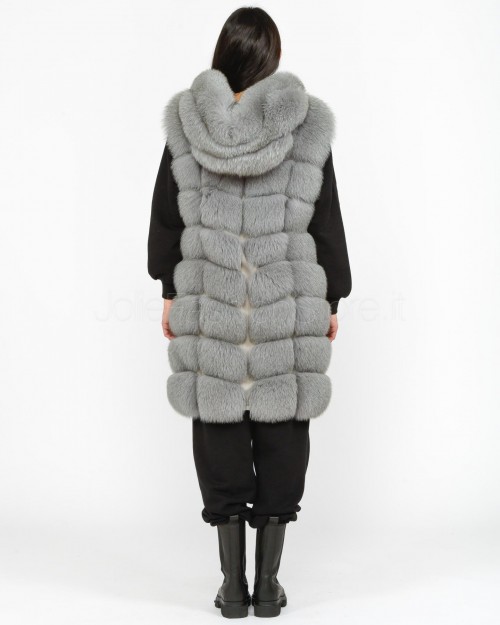 Frame Medium Long Gray Fox Vest with Hood  299500/C GRIGIO MEDIO