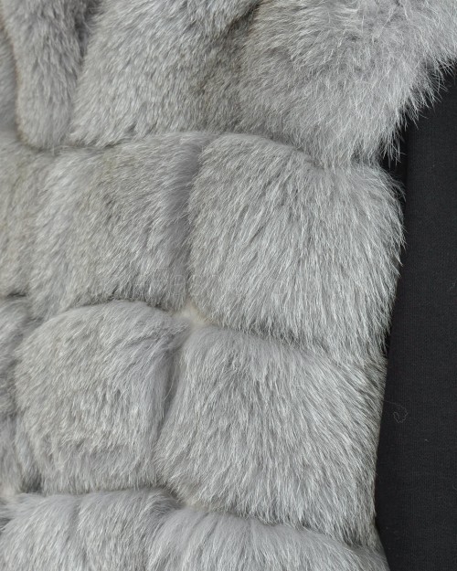 Frame Medium Long Gray Fox Vest with Hood  299500/C GRIGIO MEDIO