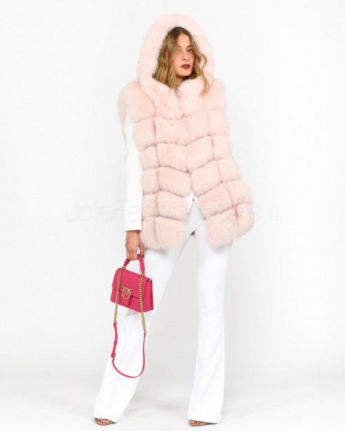 Frame Pink Fox Vest with Hood