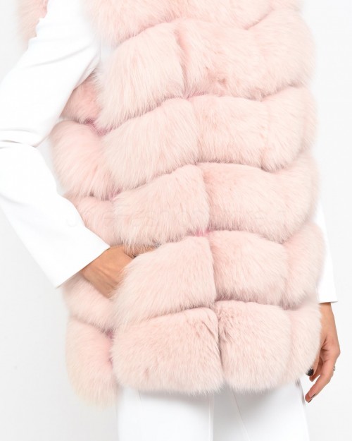 Frame Gilet in Volpe Rosa con Cappuccio  299502/C ROSA