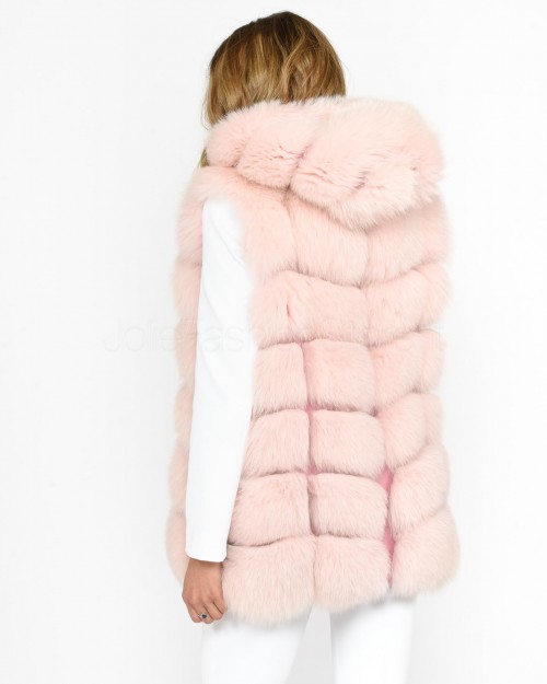 Frame Gilet in Volpe Rosa con Cappuccio  299502/C ROSA