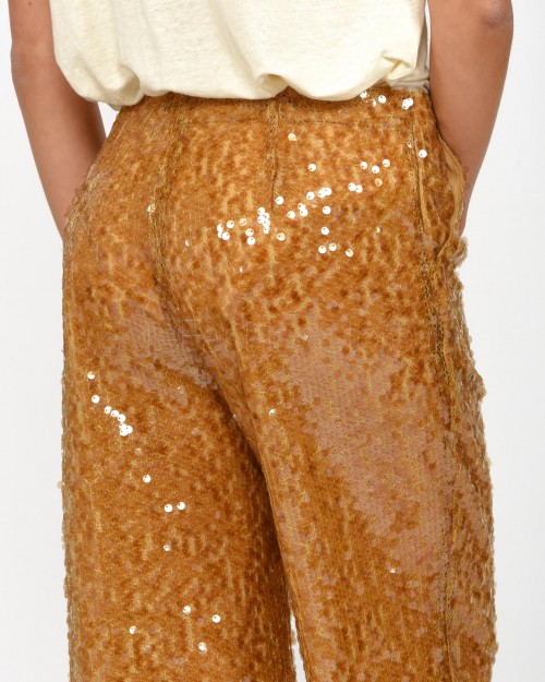 Solo Tre Trousers in Bronze Sequins  M1B0151 BU 64S