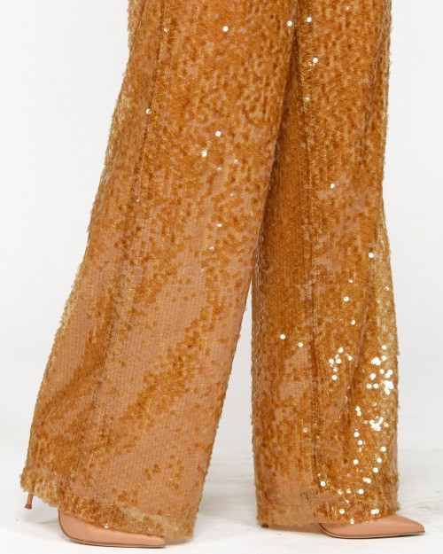 Solo Tre Trousers in Bronze Sequins  M1B0151 BU 64S