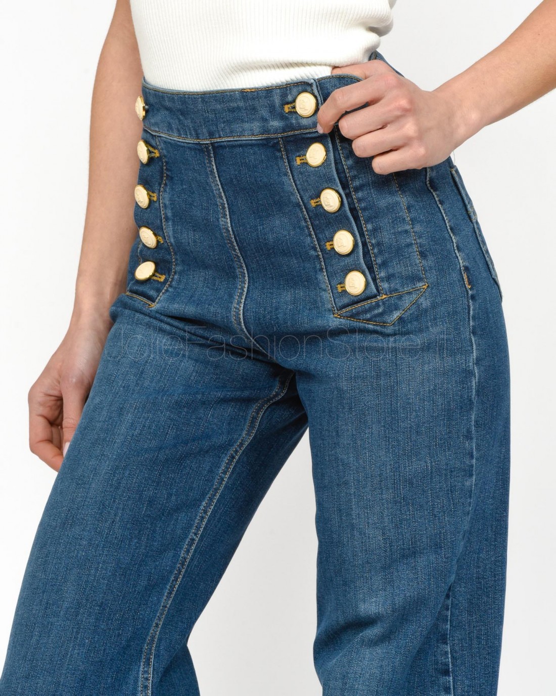 Elisabetta Franchi Jeans Con Bottoni 4121 Blu Denim Donna » Miss Kiss  Negozio