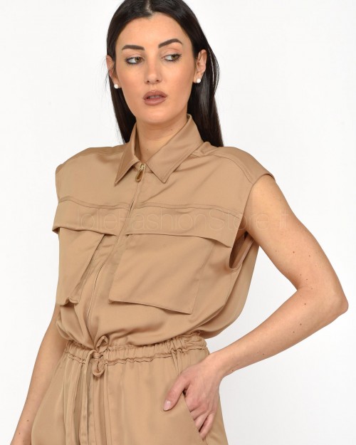 Pinko TELSIOPE SATIN MAT SUIT WITH GE BEIGE BROWN FULVO  103283 A1PP C95