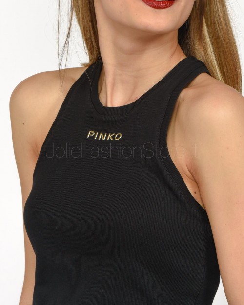 Pinko DISTINTO BLACK RIBBED TANK TOP LIMOUSINE  100822 A15E Z99