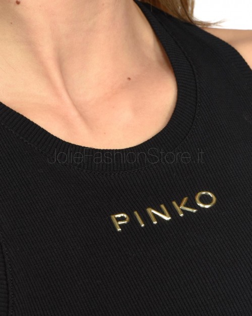 Pinko DISTINTO BLACK RIBBED TANK TOP LIMOUSINE  100822 A15E Z99