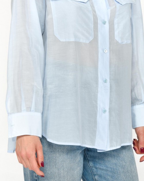 Solo Tre Camicia in Misto Seta Cielo  M1B0131 BU 80S