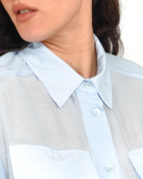 Solo Tre Camicia in Misto Seta Cielo  M1B0131 BU 80S