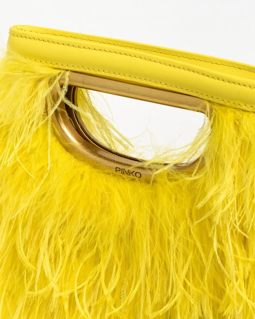 Pinko SQUARE MINI FEATHERS YELLOW RANUNCOLO-ANTIQUE GOLD  102772 A1KI H17Q