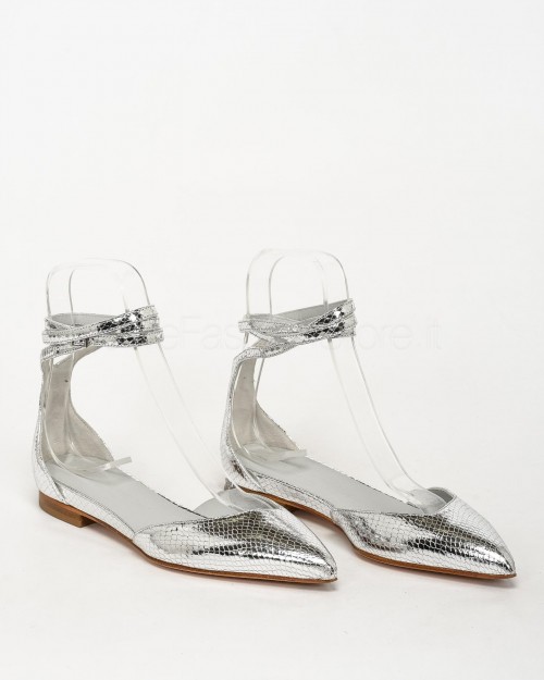 Sergio Levantesi Silver Snake Print Laminated Ballerina