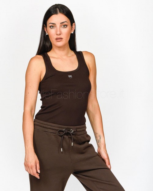 Pinko BROWN RIBBED TANK TOP CALCULATOR