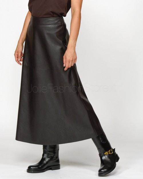 Pinko FLOATING LEATHER SKIRT BROWN OVER DARK  104144 7105 M04