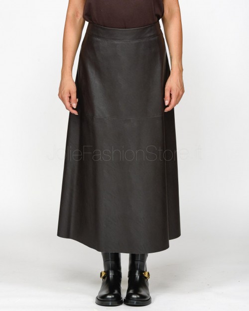 Pinko FLOATING LEATHER SKIRT BROWN OVER DARK  104144 7105 M04