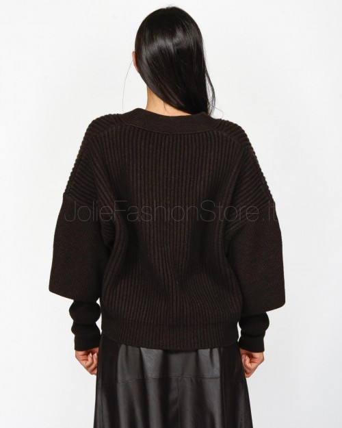 Pinko BRIOSO CARDIGAN WARM WOOL CACH BROWN BEYOND DARK  104062 A1CH M04