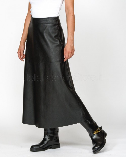 Pinko FLOATING LEATHER SKIRT BLACK LIMOUSINE